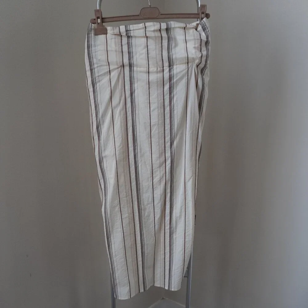 Brunello Cucinelli Sarong Skirt Cotton Beige Stripe Size 8 NewTag $1,995 - Picture 5 of 6